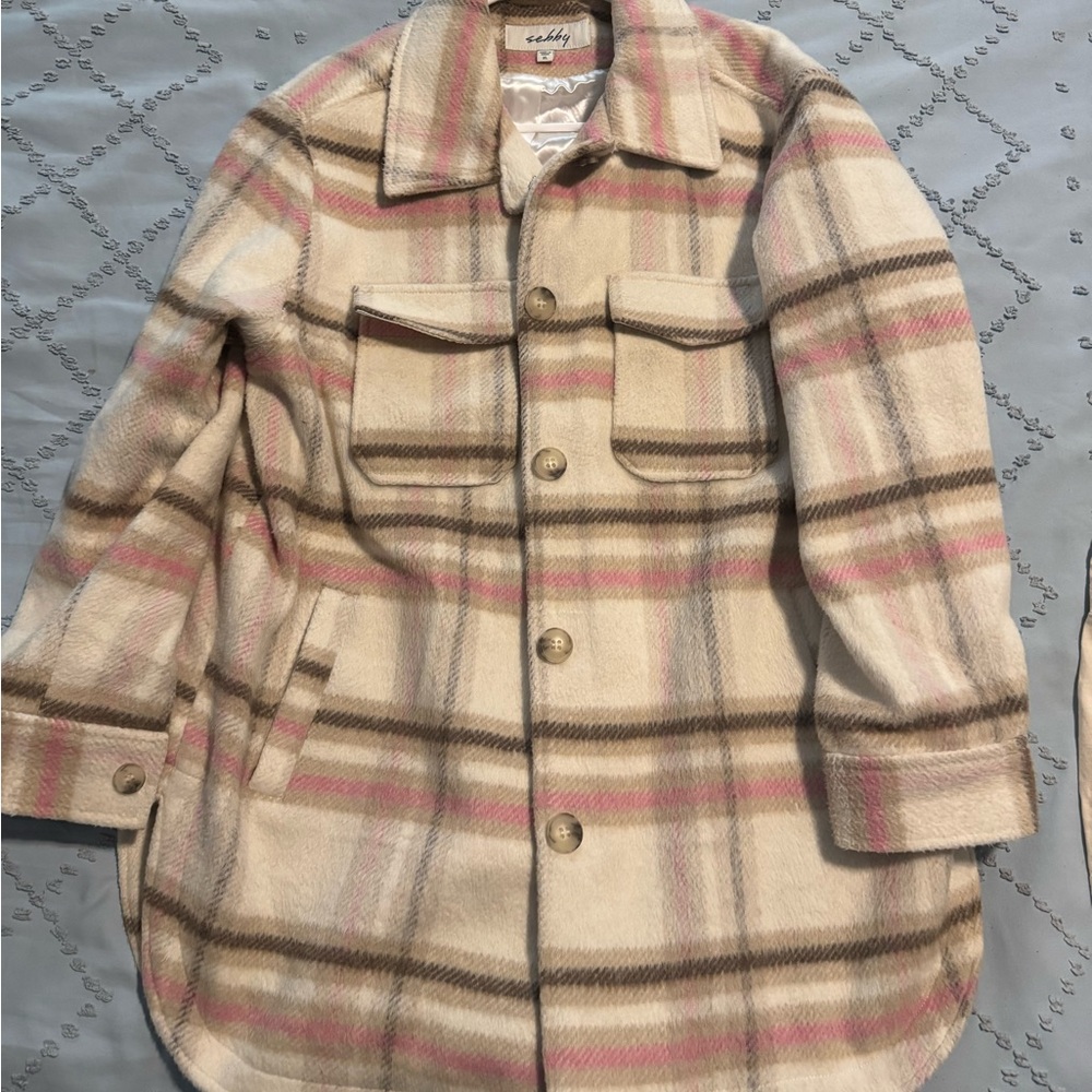 Sebby Pink and Beige Plaid Jacket